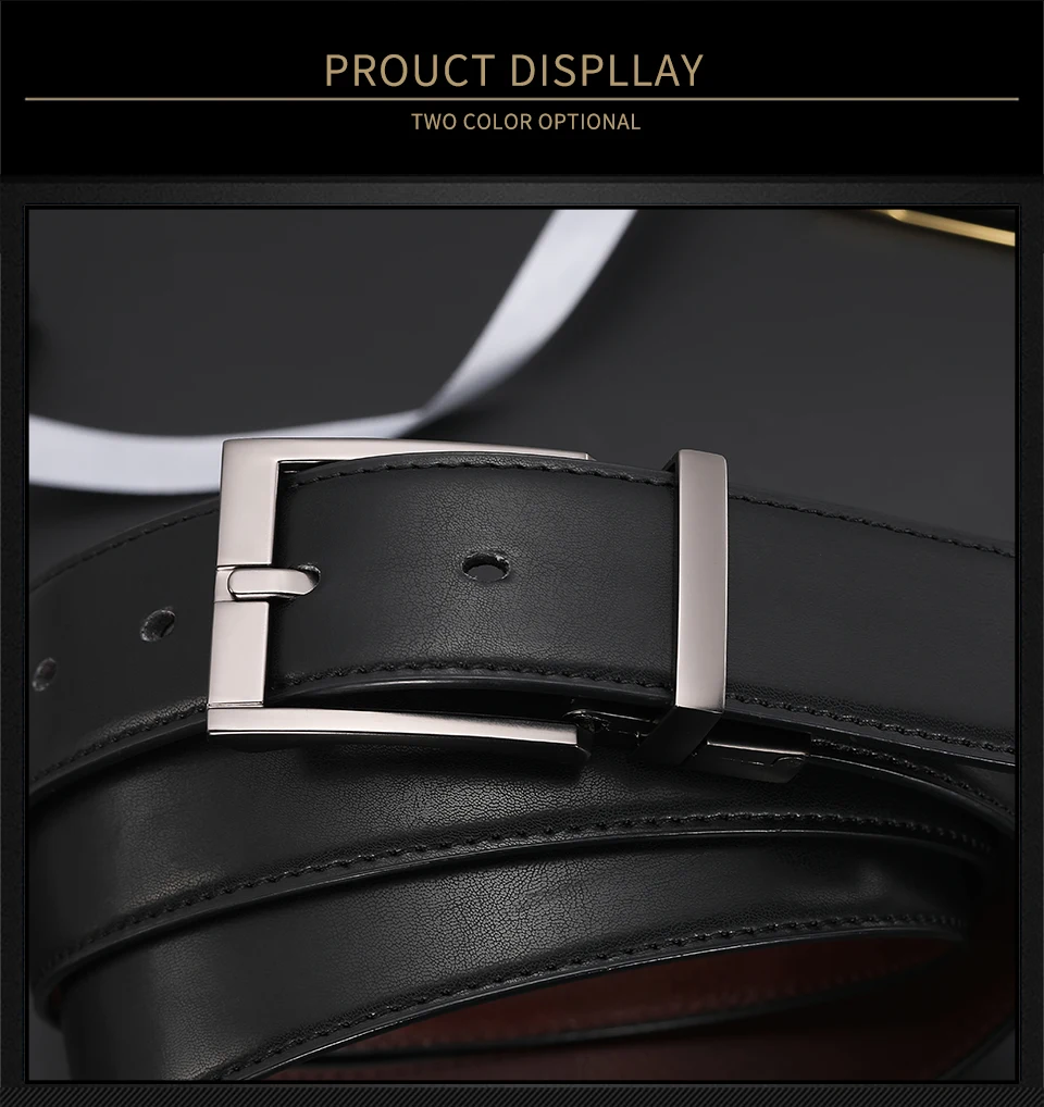 Wendegürtel aus echtem Leder für Herren, neuer Business-Kleidungsstil, braun und schwarz, wiederverwendbare Schnalle HQ110 – Detail 8