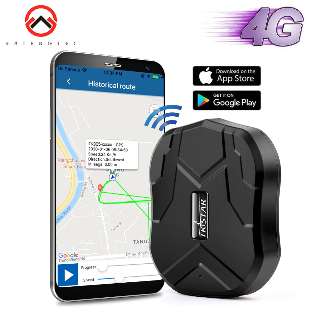 Ertengtec-rastreador GPS para coche 4G TKSTAR TK905, 5000mAh, magnético, 4G, impermeable, alarma de vibración, aplicación gratuita