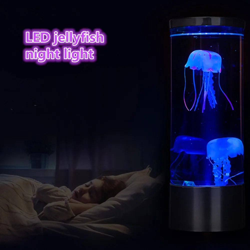 Jellyfish Mood LED Night Light Fantasy Aquarium Hypnotic Color Changing Desk Bedside Lamp Kids Home Decor USB Power