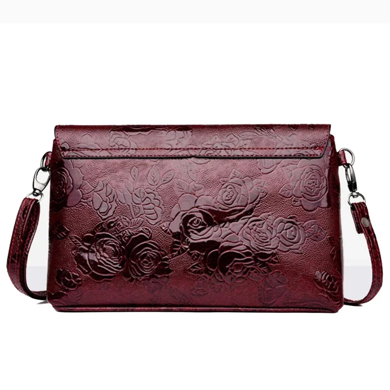 Retro rosa flor em relevo sling bags elegante mãe bolsa de ombro único aleta crossbody saco senhoras festa bolsa