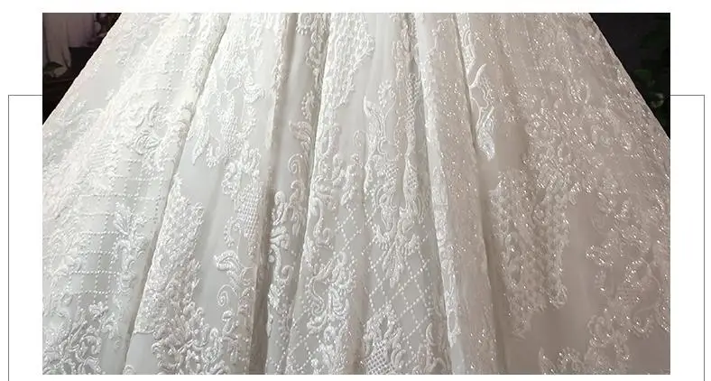 Real Photo Glitter White Luxur Wedding Dresses Long Lace Sequin Royal Train Bride Gowns Princess Church Bridal Dress Custom Made