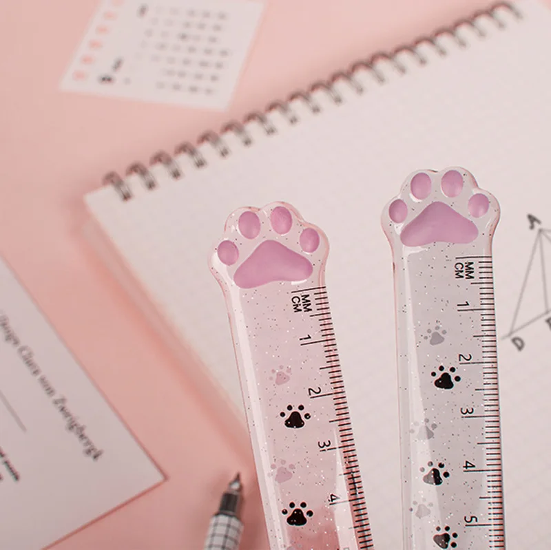 Random 1Pcs Cat Paw Student Stationery Ruler Tailor Measuring Kit Sewing Drawing Ruler Cutting Ruler Office Supplies