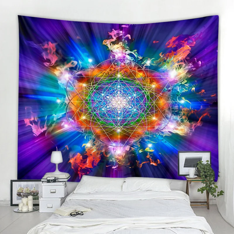 Tapiz de decoración de astrología de brujería colgante de Mandala, tapiz Hippie bohemio, tapiz de dormitorio