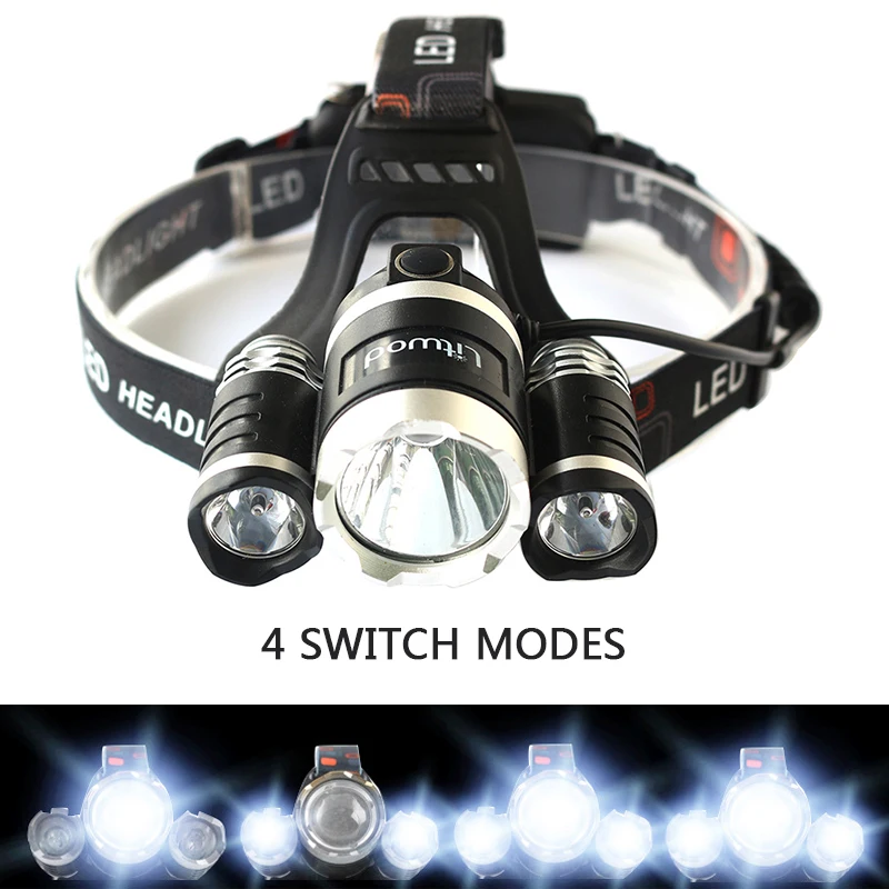 Litwod Z20 XM-L T6 Zoomable Head Flashlight Power Bank head lamp 15000 lumens rechargeable Led Headlamp Lights