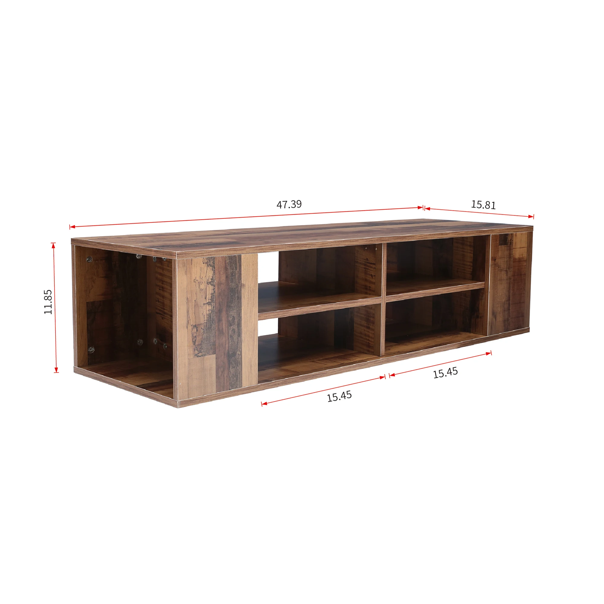 Wall Mounted Media Console Table 120x40x30CM Floating TV Base Stand Cabinet Component Shelf Height Adjustable Oak/Brown/Walnut