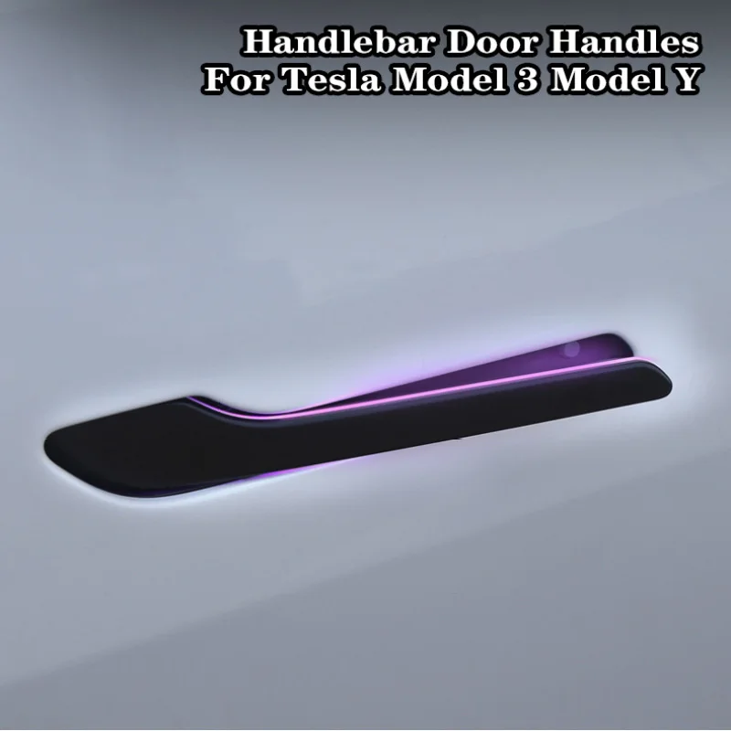 LED Electronic Automatic Handlebar Door Handles For Tesla Model 3 Model Y 2016 2017 2018 2019 2020 2021 2022 Doorknobs