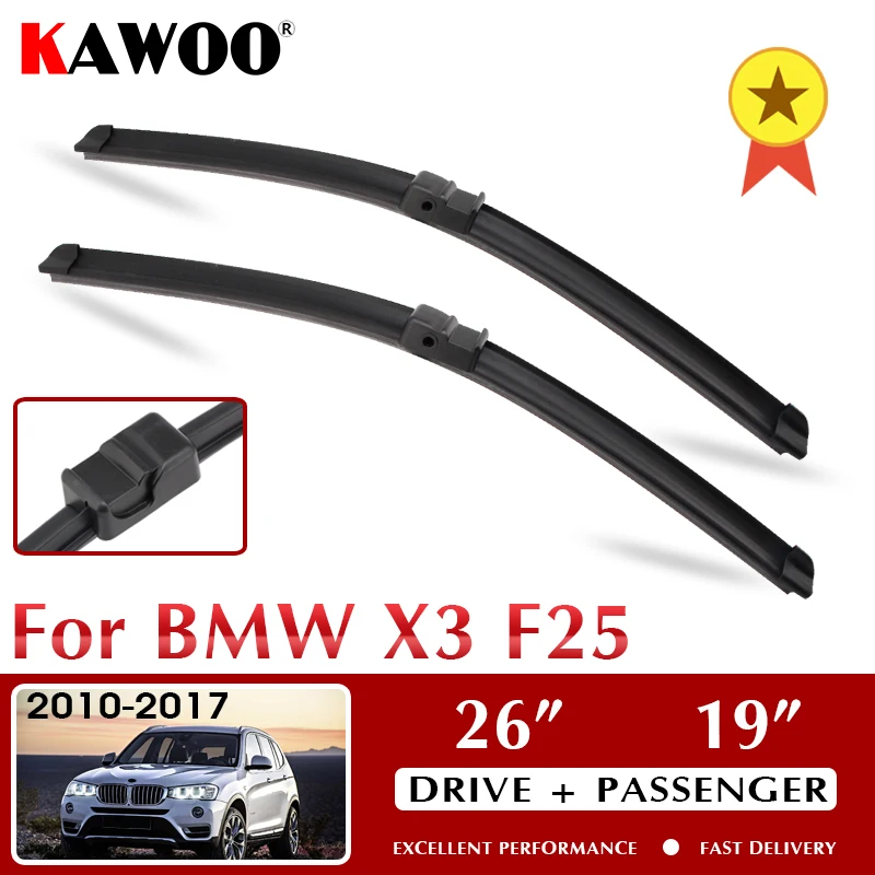 

KAWOO Car Wiper Blade For BMW X3 F25 October 2010 - Nov. 2017 Windshield Windscreen Window 26"+19" LHD RHD Auto Accessories