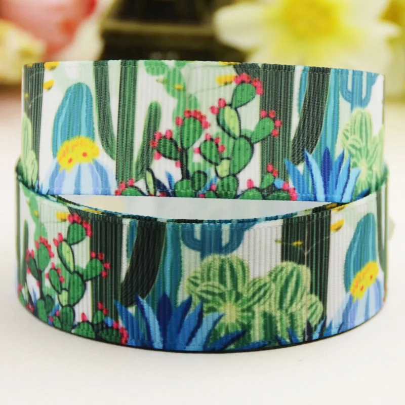 22mm 25mm 38mm 75mm Ruban satin Cactus Flowers Cartoon Character printed Grosgrain Ribbon party decoration 10 Yards