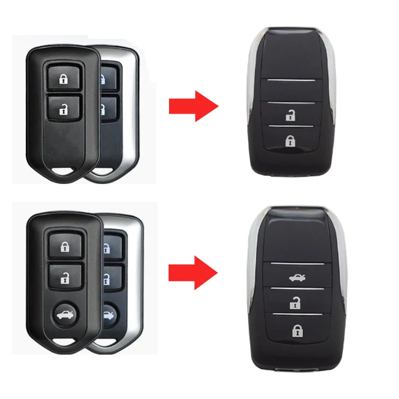 3 Buttons/2 Buttons Modified Flip Folding Remote Key Case Shell For Toyota Camry Prado Highlander Yaris Vios