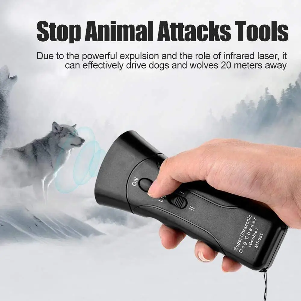 Ultrasonic Dog Chaser Stop Aggressive Animal Attacks Repeller With Flashlight,Handheld Stop Barking Device and Behavior Trainer