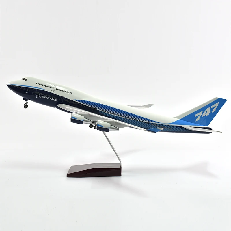 JASON TUTU 46cm Original Boeing 747 Plane Model Airplane Model Aircraft Model 1/160 Scale Diecast Resin Airplanes Planes W Light