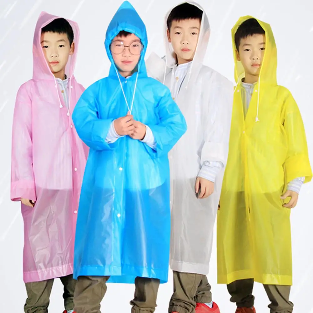 

Student Unisex Disposable Portable Waterproof Drawstring Hooded Raincoat Poncho EVA