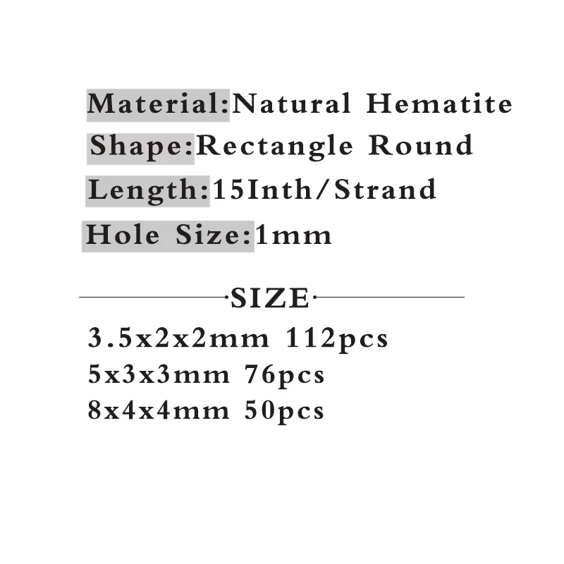 HGKLBB 2~8mm Black Hematite Natural Stone spacer Rectangle Loose beads For Jewelry making bracelets necklace DIY accessories