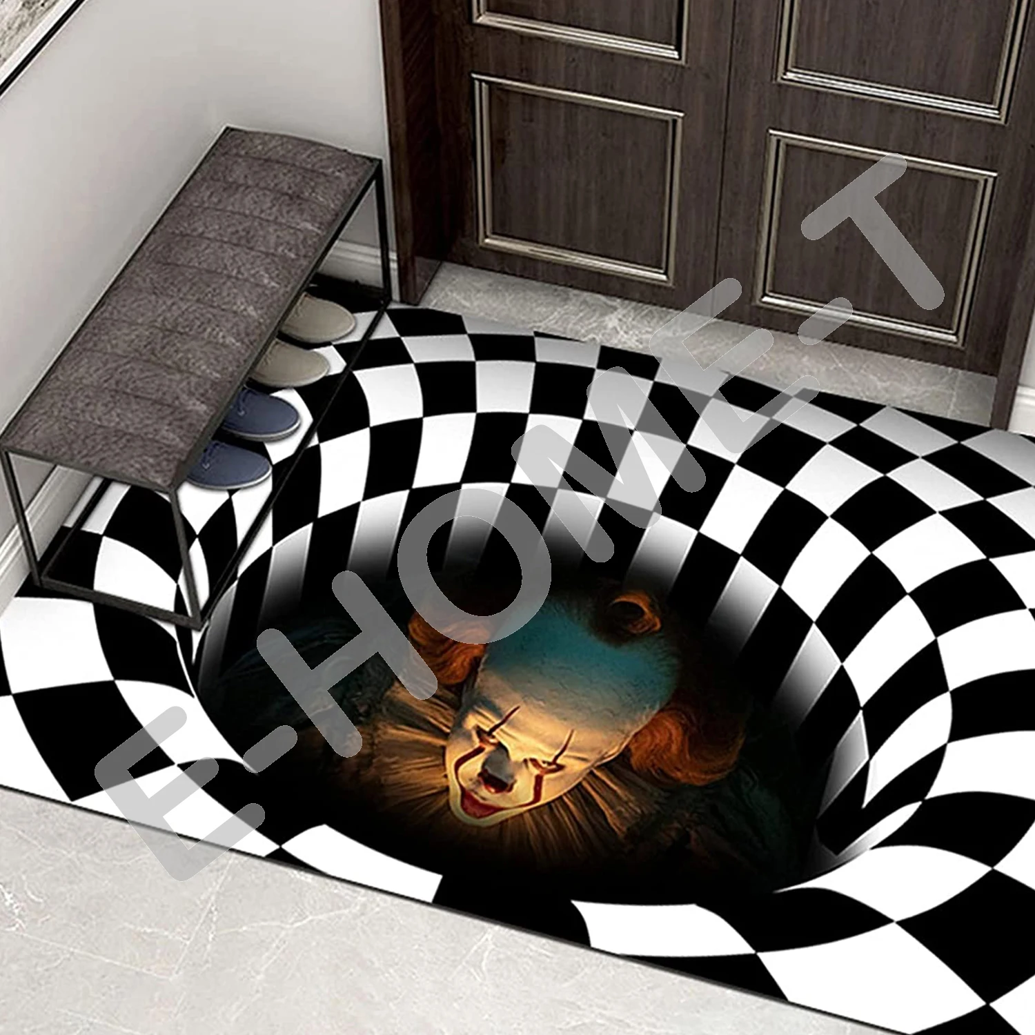 Halloween Carpet 3D Clown Trap Illusion Floor Mat Horror Movie Non Slip Rug For Livingroom Bedroom Bathroom Frontdoor Decoration