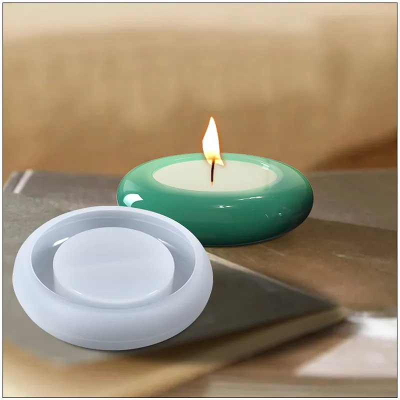 

DIY Round Oval Candlestick Storage Silicone Mold Epoxy Resin Mold For Aromatherapy Candle Holder Casting Decoration Mould