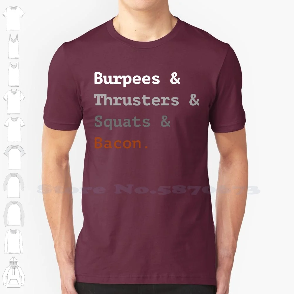 T Shirt Summer Style Men T Shirt Panoware Men's Burpees And Thrusters And Squats And Bacon T Shirt