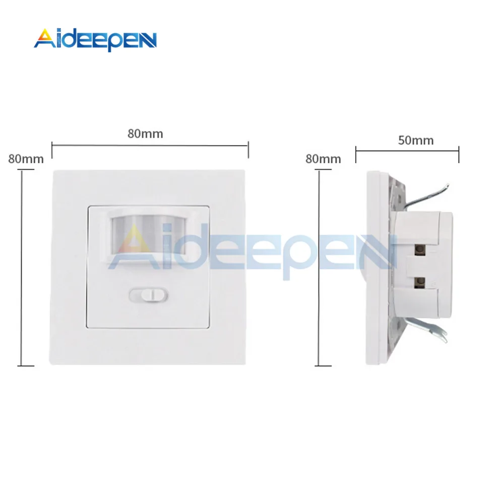 AC 110V-220V LED PIR Infrarot-Detektor IR Infrarot-Bewegungssensor-Schalter Ein/Aus Wandschalter mit Einstellbarer Zeitverzögerung für Zuhause – Detail 8