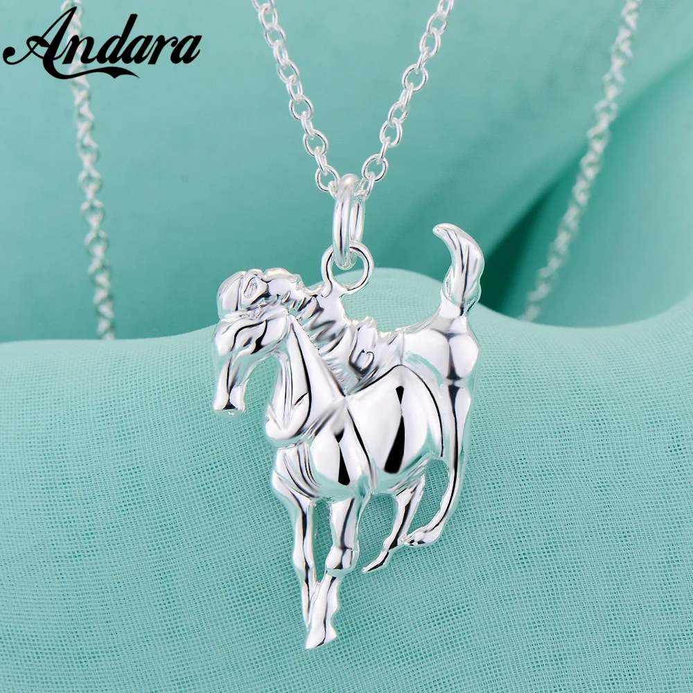 

Horse To Success 925 Silver Necklace Zodiac Animal Horse Pendant Necklace Men&Women Gift