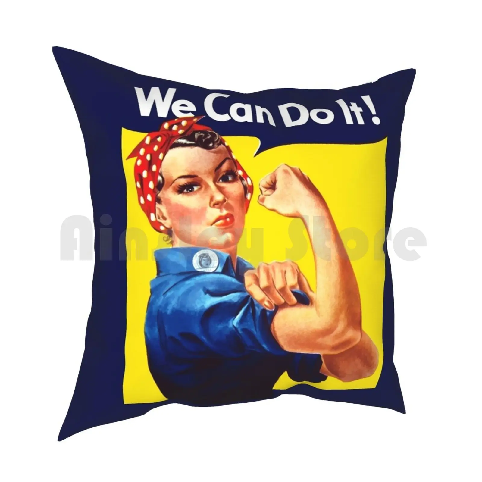 Rosie The Riveter-We Can Do It Pillow Case Printed Home Soft Throw Pillow War Propaganda Ww2 Ww1 War Effort Rosie The