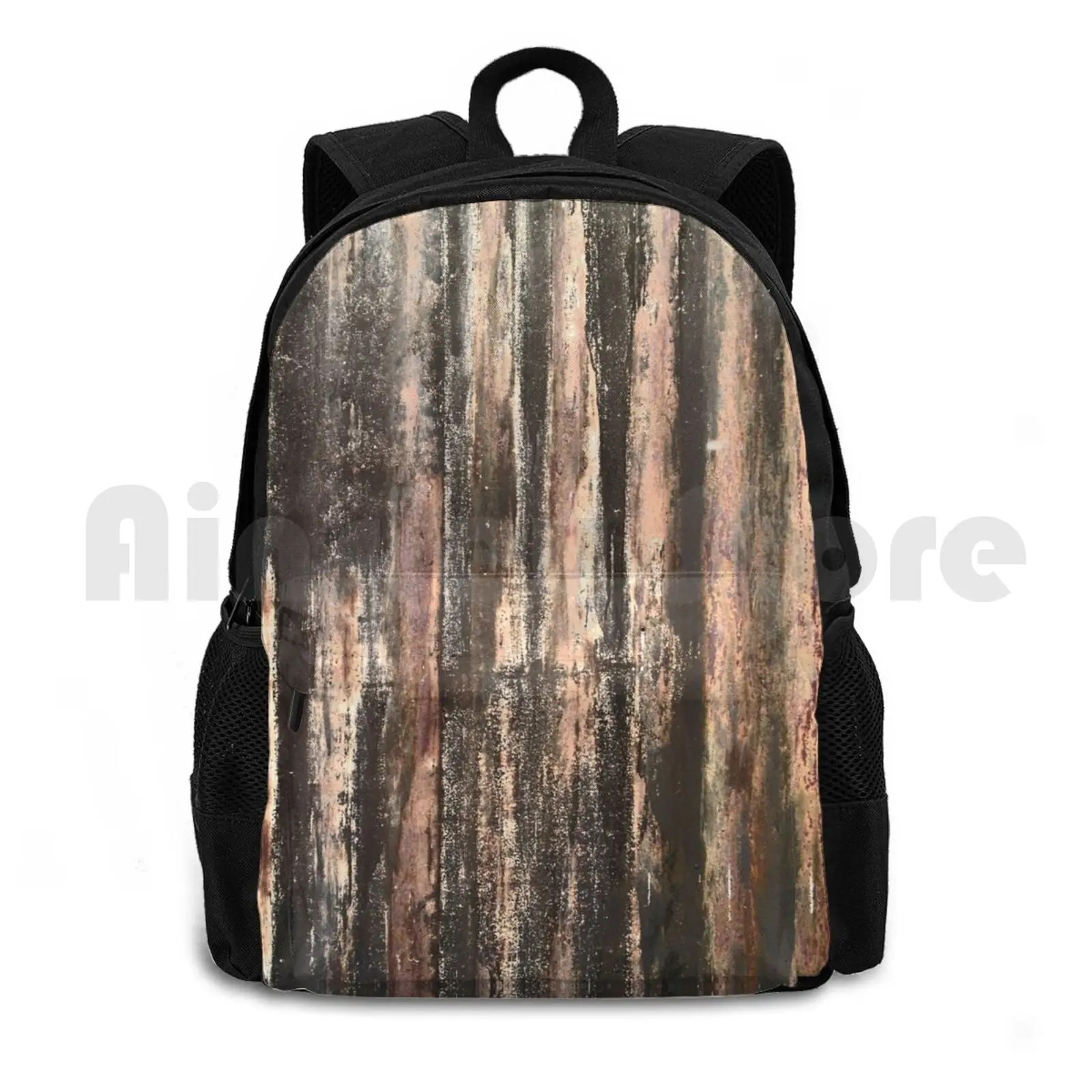 Rusted Corrugated Metal Texture Outdoor Hiking Backpack Waterproof Camping Travel Corrugated Metal Rust Rusty Rusted Industrial