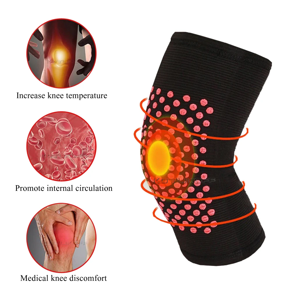 Rodillera de apoyo autocalentable para aliviar el dolor articular, cinturón de recuperación de lesiones, masajeador de rodilla, calentador de piernas, 2 uds.