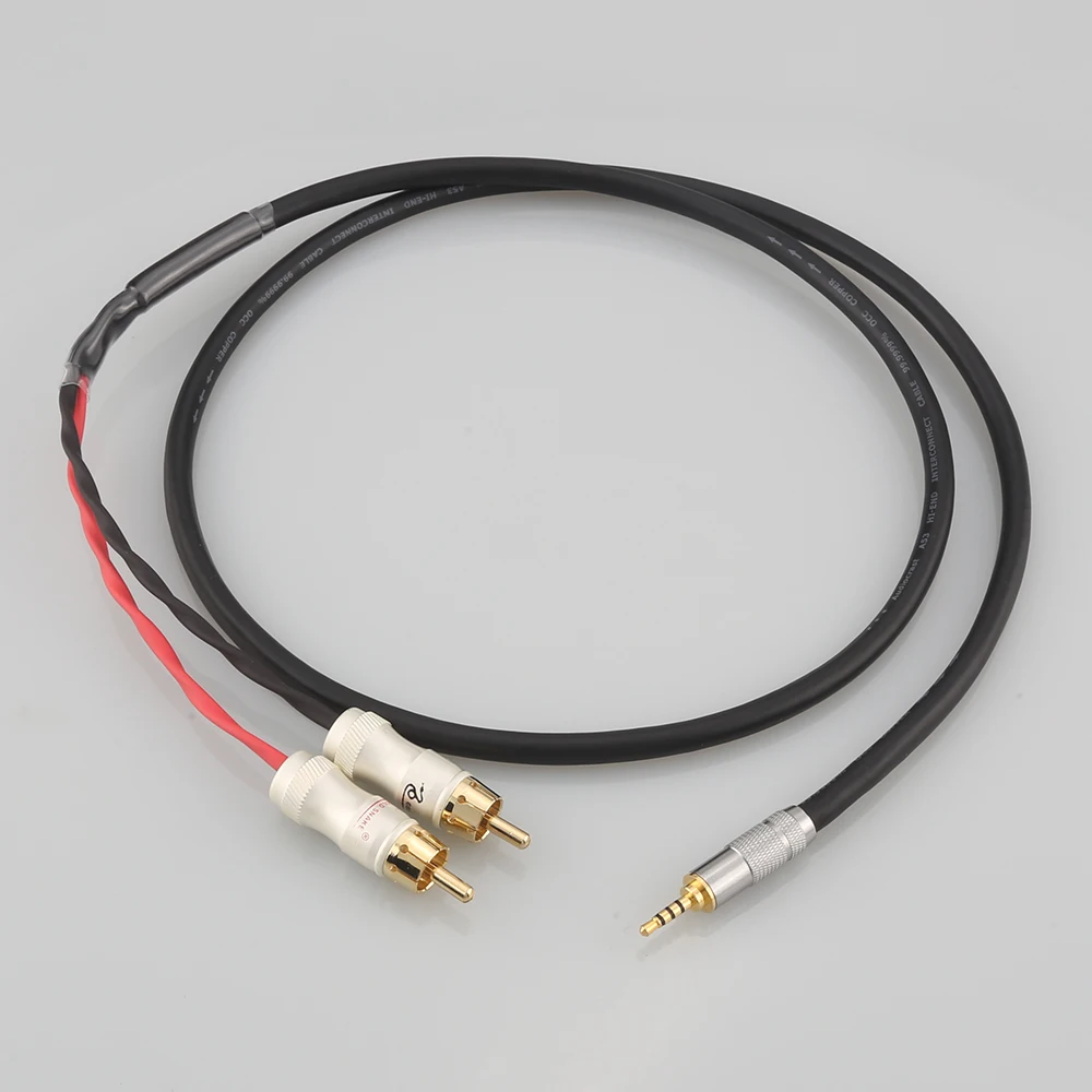 HIFI 2.5/3.5/4.4mm wyważone męski na męski na 2 RCA Adapter Audio kabel 6.35mm XLR 7n-OCC pojedyncze Copperr kabel Audio