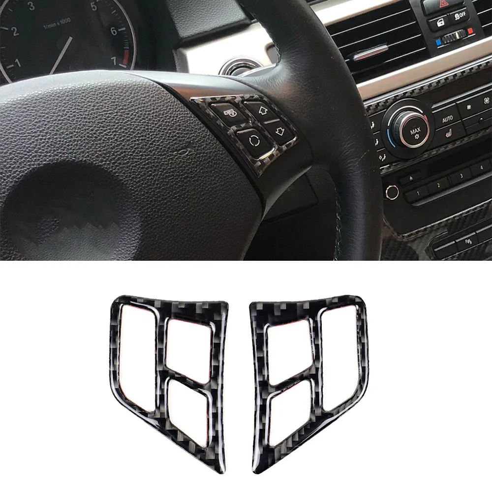 Steering Wheel Button Decoration Cover Trim Decal Sticker for BMW 3 Series E90 2005-2012 Car Interior Accessories Carbon Fiber