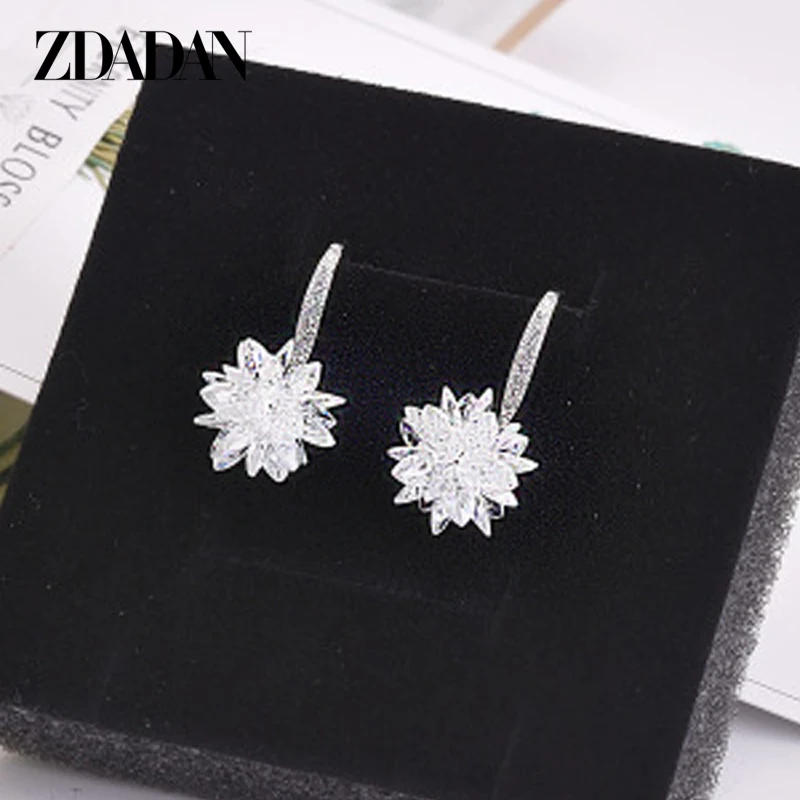 ZDADAN 925 Sterling Silver Ice Snow Flower Tassel Dangle Earrings For Fashion Women Temperament Earring Jewelry Accessories Whol