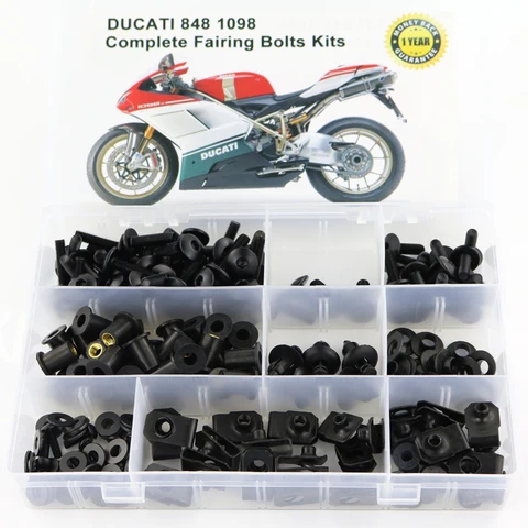 Подходит для Ducati 848 1068, аксессуары для мотоциклов, полный комплект болтов для обтекателя, зажимы для кузова, винты, гайки, винты, сталь