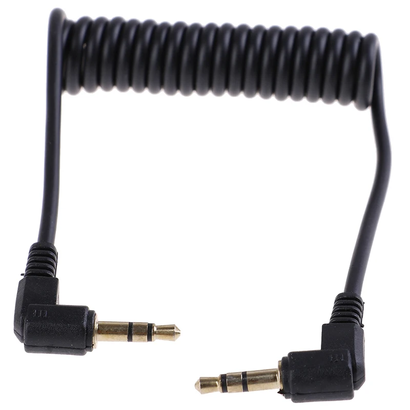 Cable de Audio en espiral, Conector de ángulo recto de 90 grados, 3,5mm, Aux, M/ M, para línea de coche móvil, reproductor MP4, 1 piezas, 3,5mm