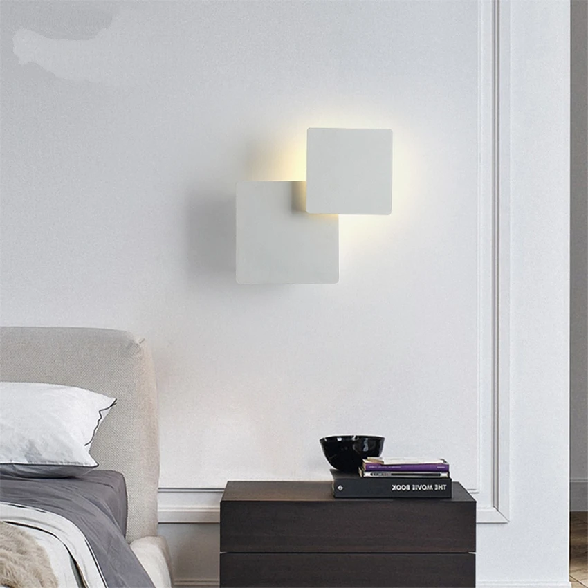 Modern White Block Iron Wall Lamps Nordic Geometric Aisle Bedroom Living Room Study Background Wall Sconces Lights Lighting