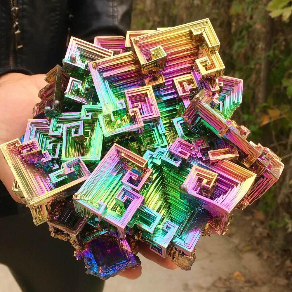 

Natural Rainbow Bismuth Mineral Metal Crystal Energy Healing Ornaments Home Office Decoration Craft Gifts