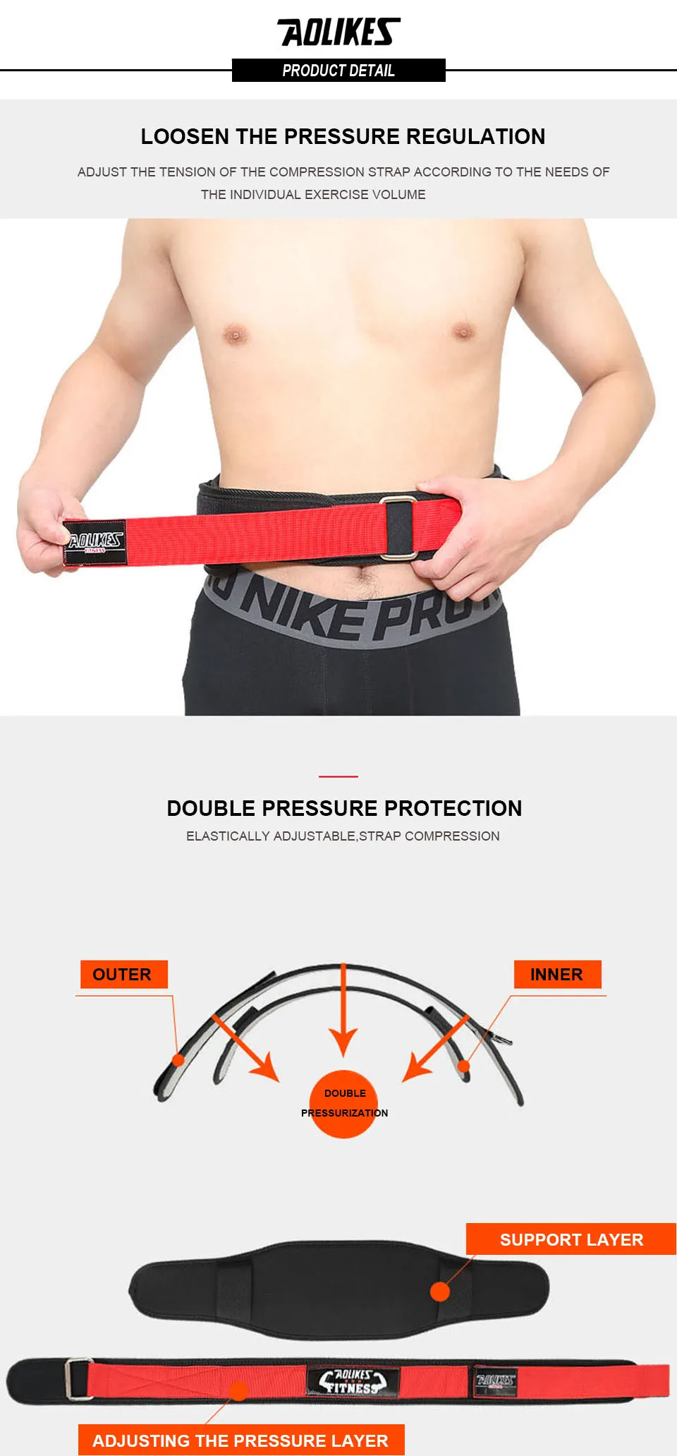 AOLIKES Fitness-Gewichthebergürtel für Männer und Frauen, Gymnastikgürtel für Gewichtheben, Powerlifting, Krafttraining, Kniebeugen – Detail 6