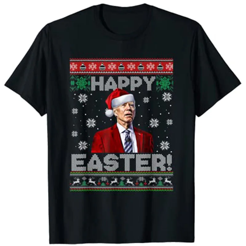 

Funny Joe Biden Happy Easter Ugly Christmas T-Shirt Xmas Tee Tops