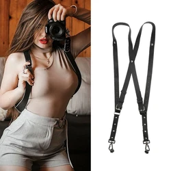 Arnés Universal de cuero para cámara para hombre y mujer, soporte Vintage para cinturón, tirantes de hombro, accesorios para fotógrafo