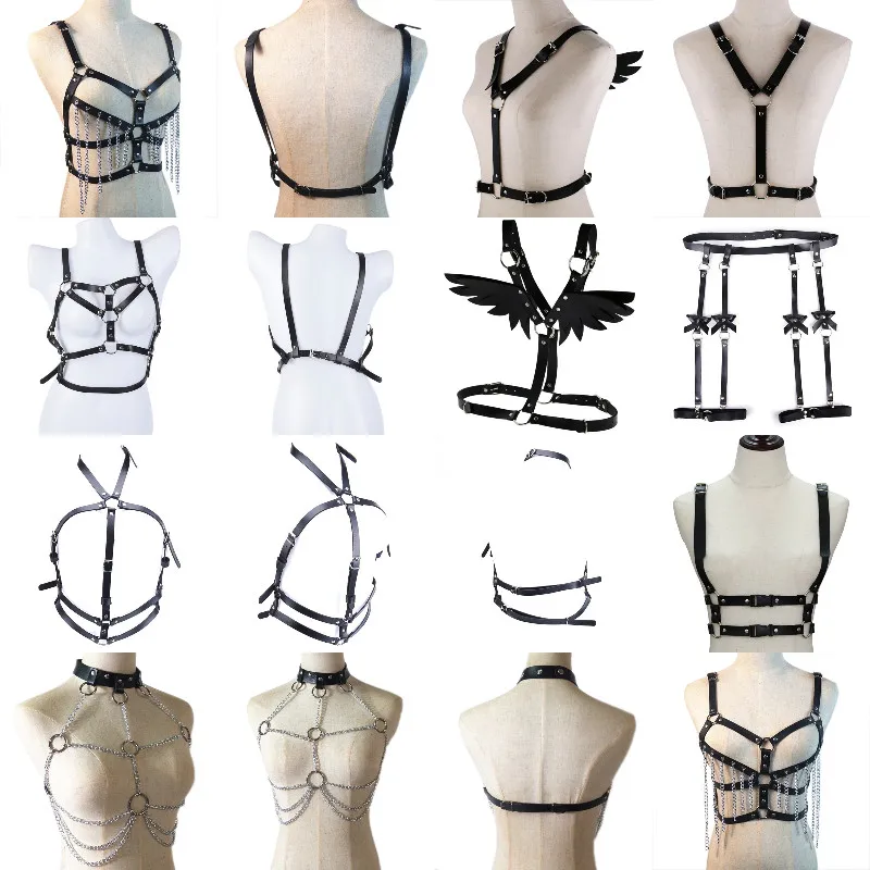 Sexy Women Leather Harness Underwear Garter Belt Erotic Sexy Underwear Gothic Suspenders Bondage Straps Stocking Body Lingerie