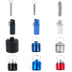 Aluminum Pill Box Case Capsule Shape Keychain Outdoor Waterproof Pocket Pill Holder Container Delicate Medicine Organizer Box1pc