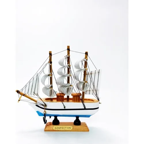 Deco Elite Wood Handmade Sailing Boat Model Decorative Hobby 15 cm