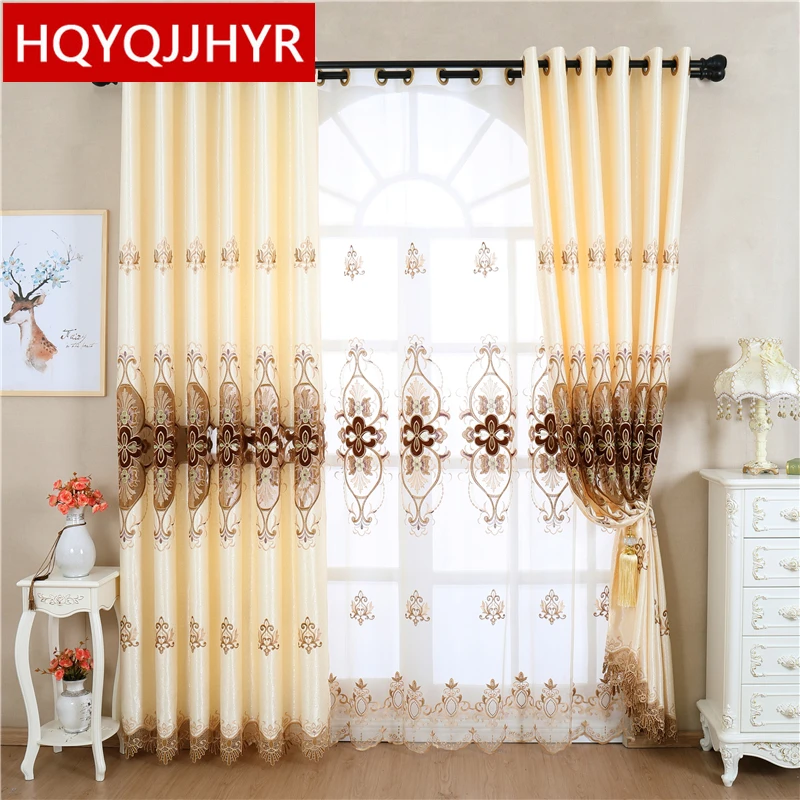 Creamy White European-Style Luxury Embroidered Living Room Curtains Modern Minimalist Classic Curtains For Bedroom Hotel Windows