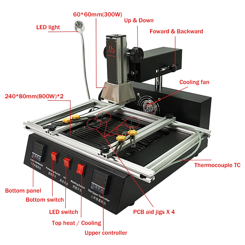 LY M770 Economic IR BGA Rework Station 220V 2 Zones Manual Operation 1900W