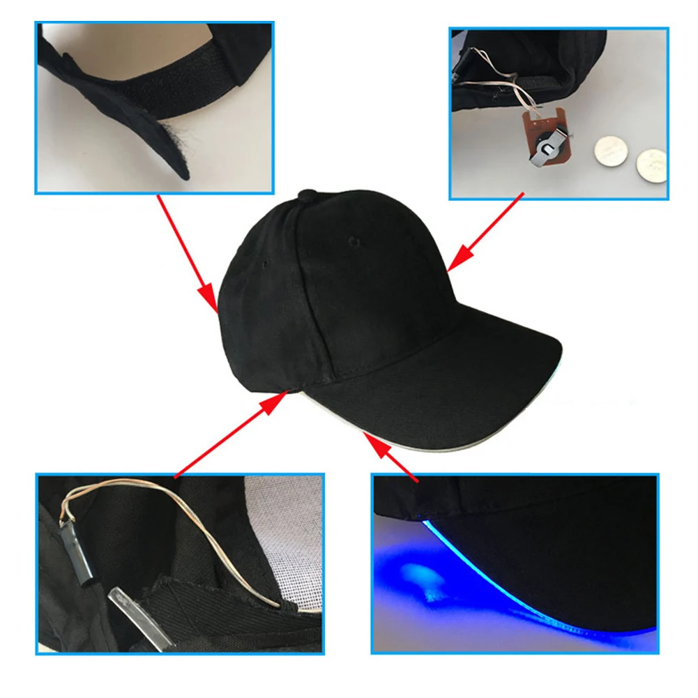 Adjustable 2020 New Design LED Light Up Baseball Caps Glowing Adjustable Hats Perfect for Party Hip-hop Running and More