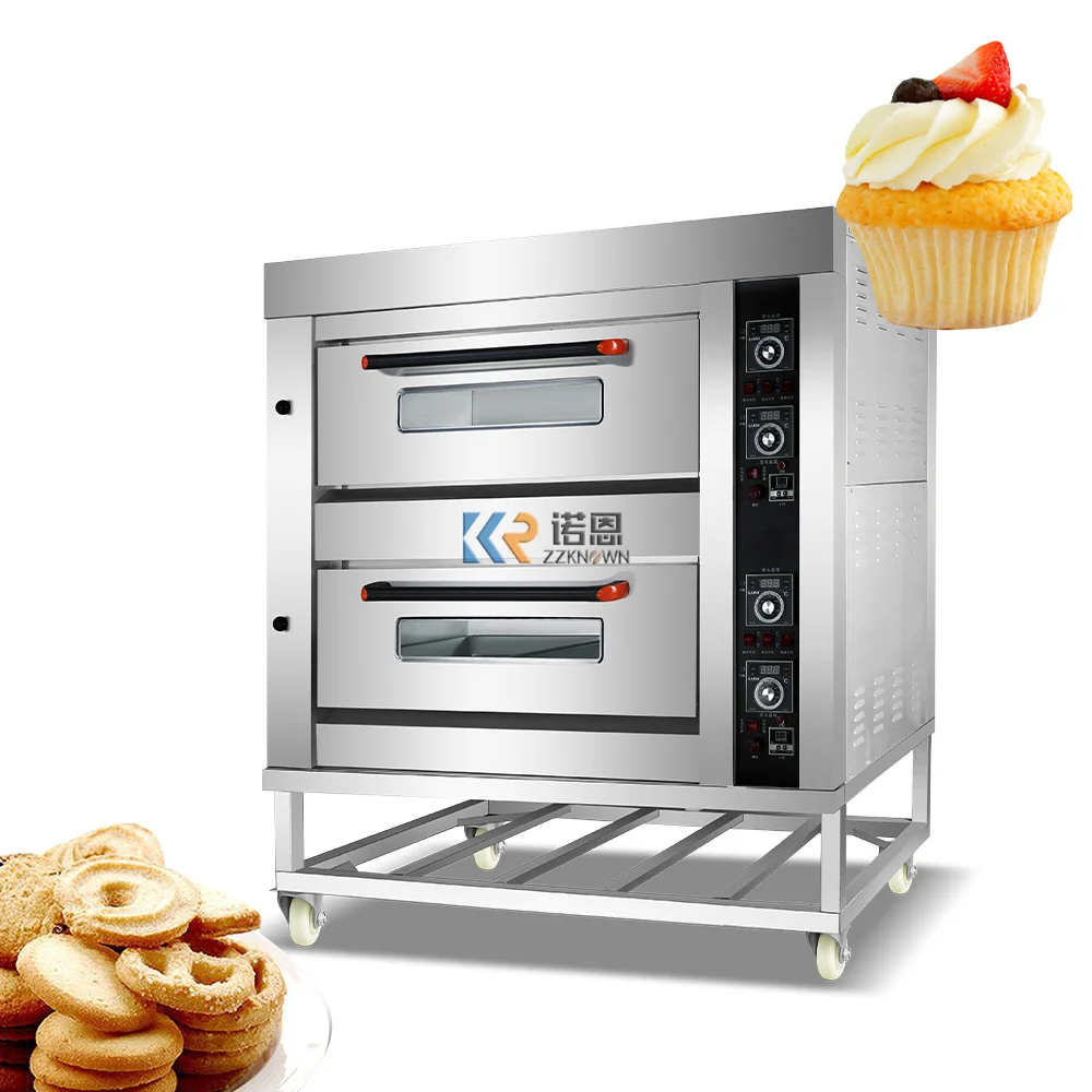 Commercial Cake Bread Pizza Baking Two 2 Layer 4 Trays Gas Double Deck Oven Bakery Deck Oven Sale Price