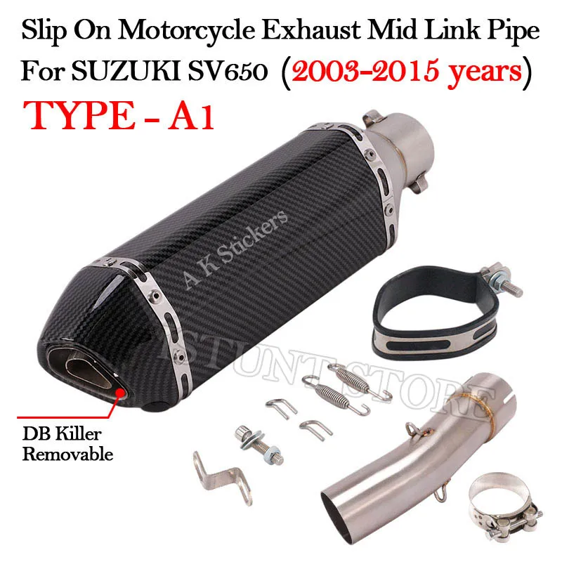 Slip-On Motorcycle Exhaust System Escape Modified Muffler Mid Middle Link Pipe For SUZUKI SV650 SV650X 2003-2015 Years DB Killer