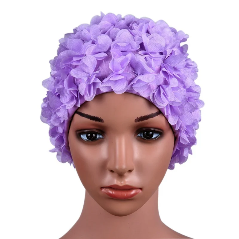 Women Flowers Swimming Caps Three-dimensional Flower Petals Design Bath Female Cap Ladies Swim Cap for Long Hair