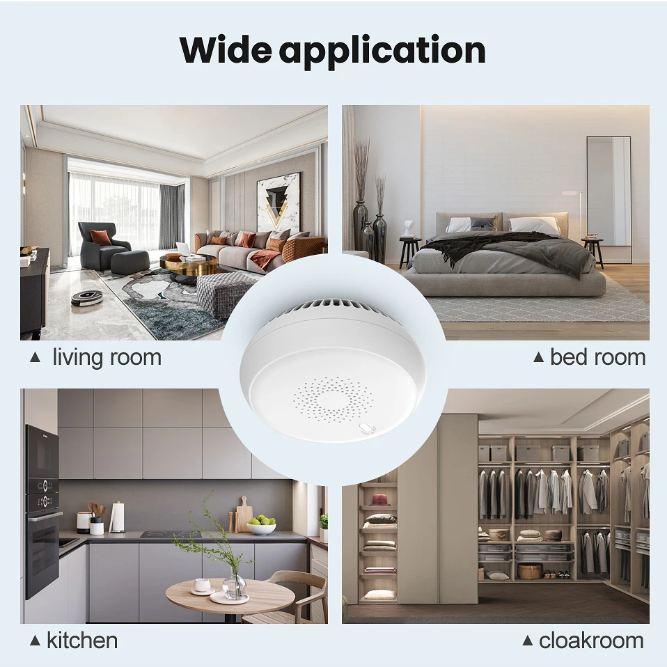 AVATTO-Detector de humo inteligente Tuya Zigbee, Sensor de alarma de incendios con aplicación Smart Life, sistema de seguridad para el hogar, bomberos, funciona con Gateway Hub