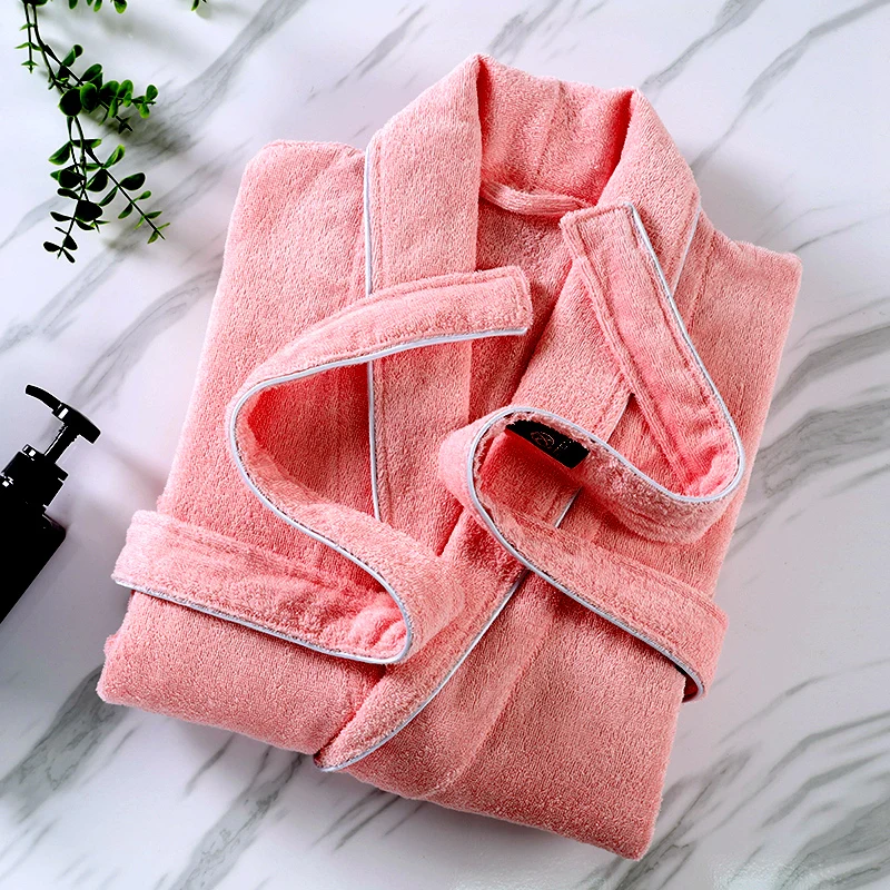 Winter 100% Cotton Long Thick Absorbent Terry Bath Robe Men Thick Waffle Towel Bathrobe Plus Sleepwear Women Dressing Gown