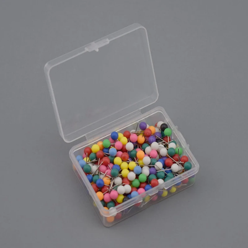 200pcs/box=1set 6x17mm Small Map Push Pins Map thumb Tacks,standard pin Plastic Head with Steel Point 15 colors