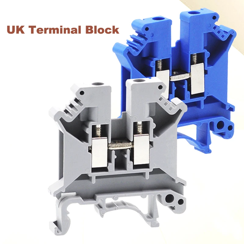 

5pcs Din Rail Screw Terminal Blocks UK-2.5B 3/5/6/10N bornier electric wire cable terminals connector copper morsettiera 14~8AWG