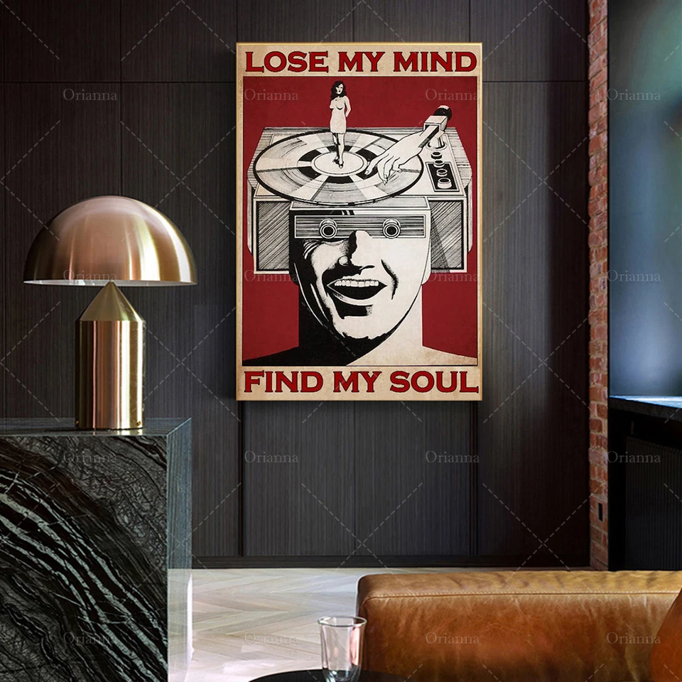 Lose My Mind Find My Soul Poster, Music Art Print, Music Lover Gift, Vinyl Poster, Retro Modern Home Decoration   Wall Canvas