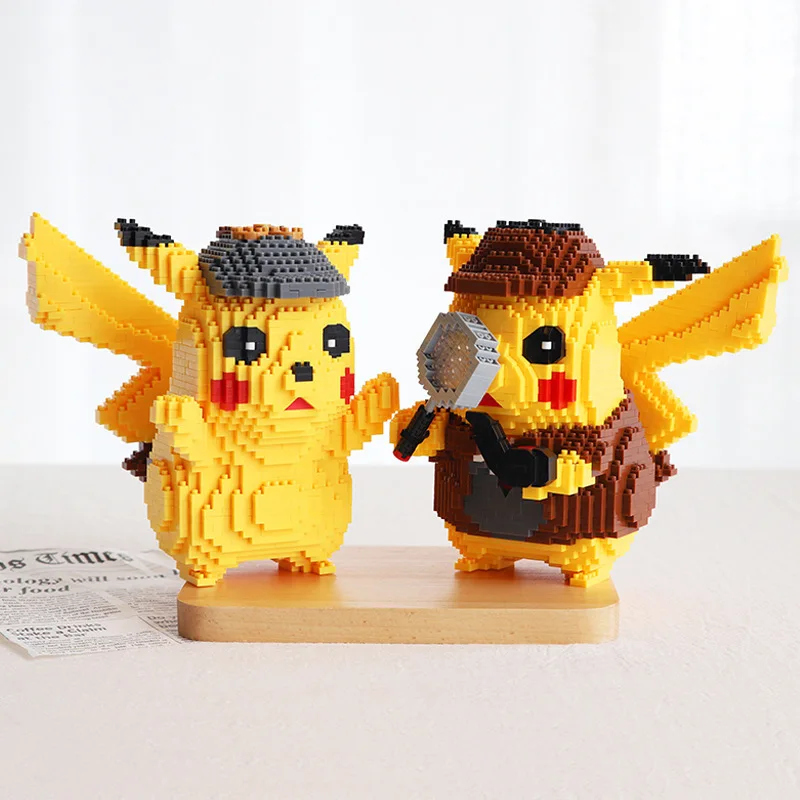 

LBOYU Pokemon Mini Building Blocks Detective Pikachu Diamond Micro Brick Figures Toys For Kid Birthday Gift